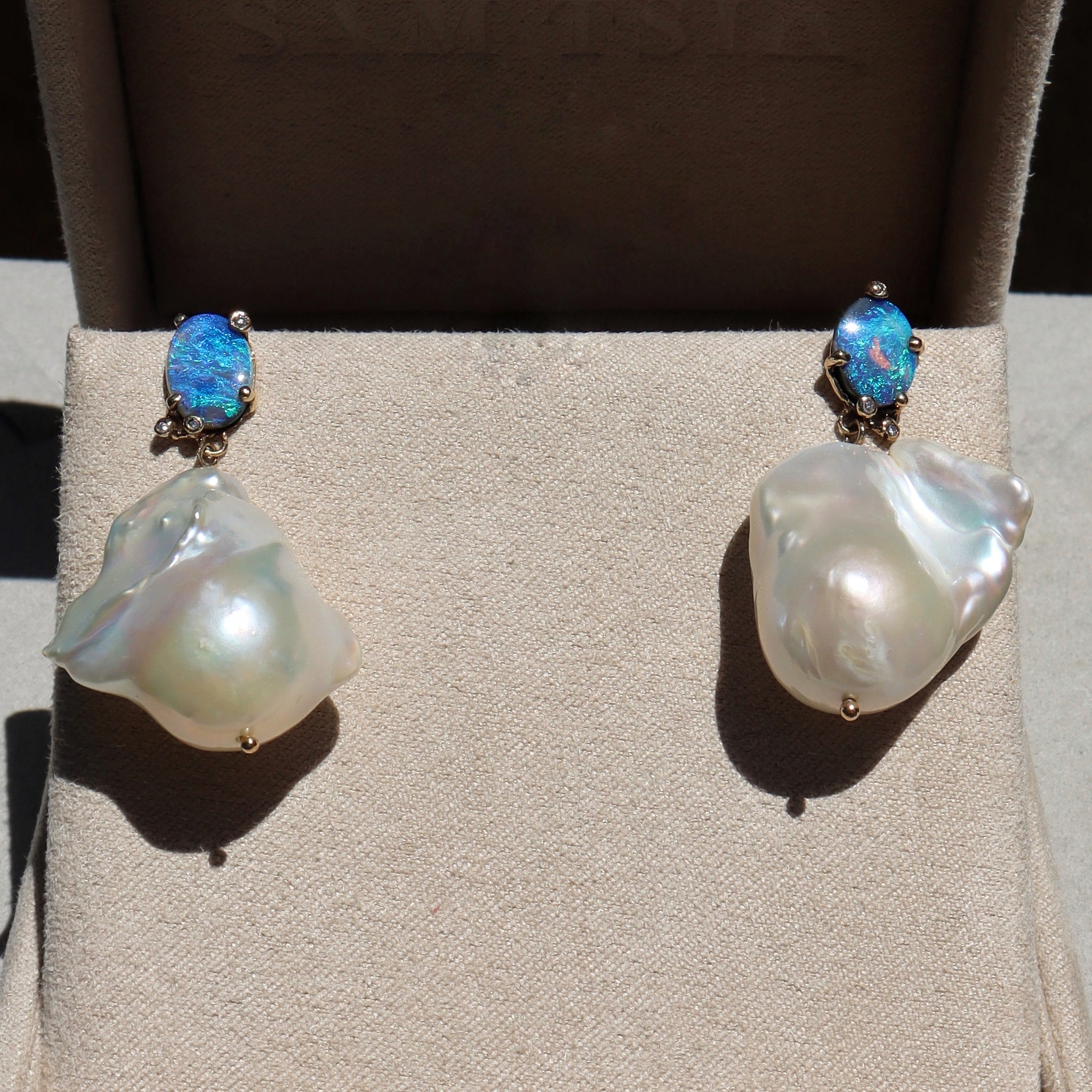 Aqua Opal Baroque Pearl Earrings