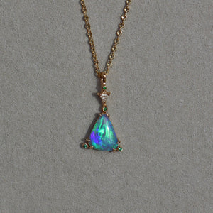 Aqua Opal Diamond Trillion Necklace