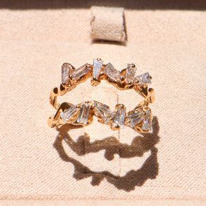 Double Baguette Wave Ring